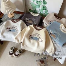 子安子俊2025秋冬季小童一体绒卫衣男童洋气打底衫宝宝加绒上衣