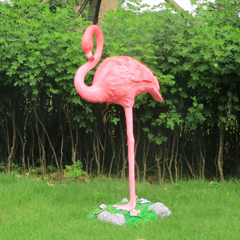 Gran FRP animal escultura simulación Flamingo decoración jardín al aire libre paisaje patio piscina boceto Decoración