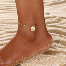 东莞不掉色钛钢饰品蝴蝶夹珠链时尚轻奢高级感叠带不锈钢女士脚链