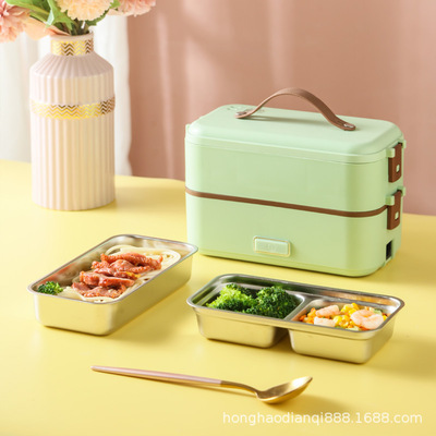 跨境110V220V蒸煮电热饭盒 便携学生上班族热饭器 加热保温电饭盒|ru