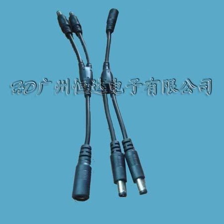 5.5*2.1DC母转2个5.5*2.1DC公头DC母一拖二DC公12V一分二DC电源线