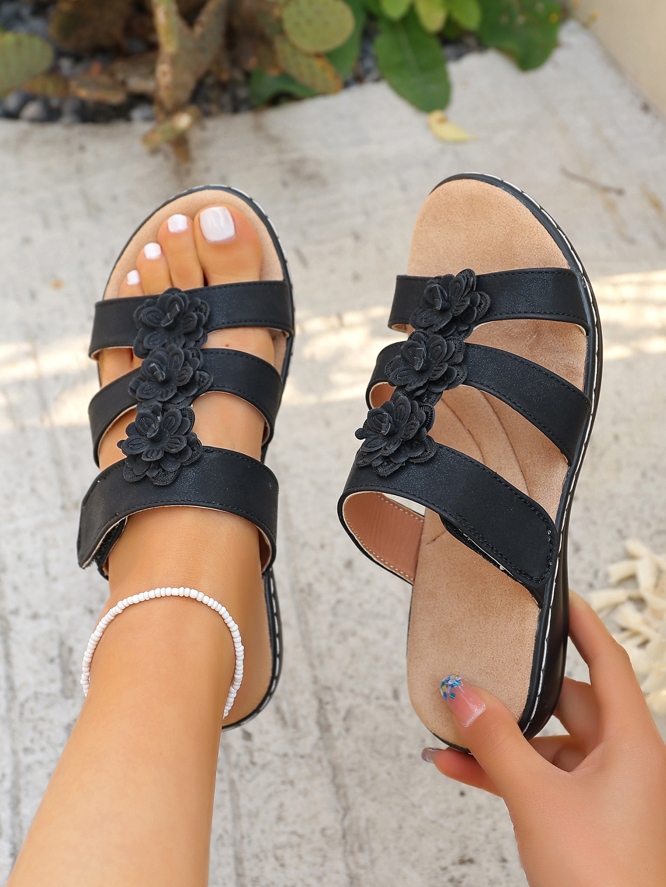 Women's Summer Floral Beach Sandals With Thick Sole Platform_voghion.com