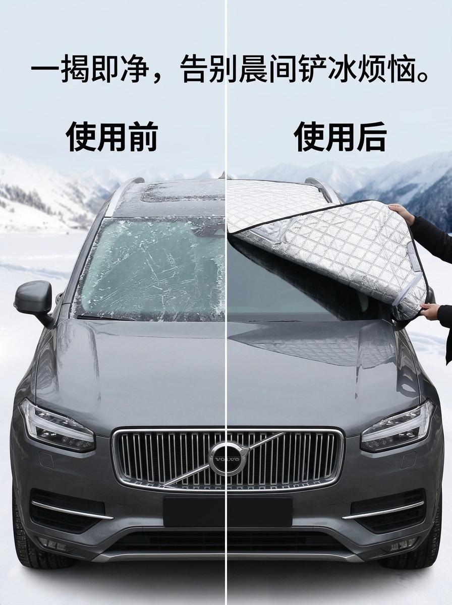 Car snow cover for front windshield, snow protection car cover, sunshade, snow protection, frost protection, anti-freeze, winter windshield and rear car cover