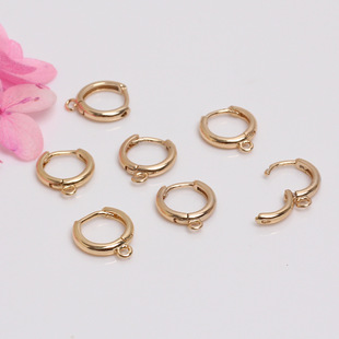 14K Gold-Filled Lock Earrings, Round Earrings, Color-Preserving DIY Handmade Copper Earrings, Jewelry Accessories, Materials Wholesale