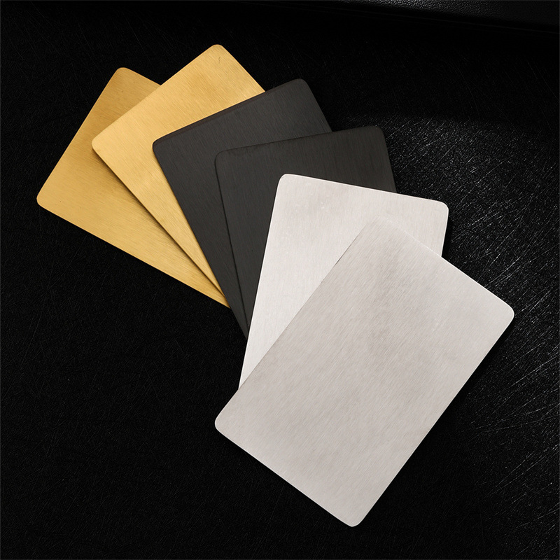 Manufacturer Wholesale Stainless Steel Business Card Blank Can Be Engraved Titanium Steel Business Card Brushed Laser Marking Electroplated Gold Black