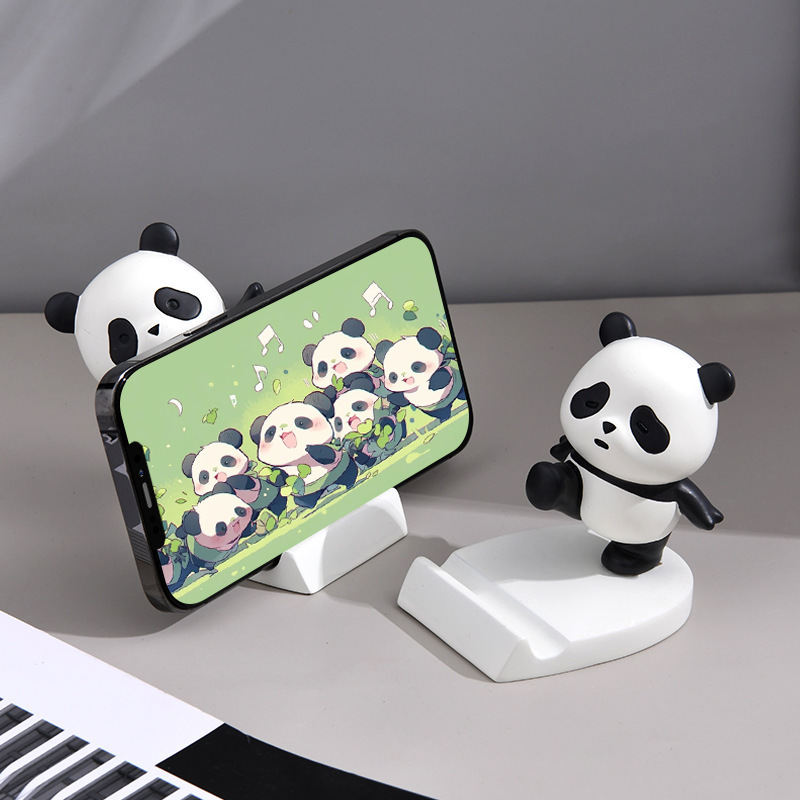 Cute Panda Mobile Phone Bracket Tablet PC Bracket Desktop Office Student Supplies Resin Crafts Ornaments
