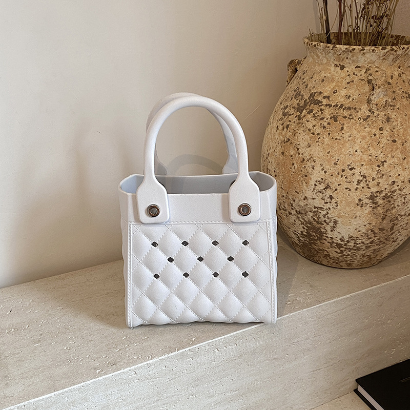 Cross-Border New Eva Perforated Bag, Popular Beach Bag, Niche Tote Bag, Creative Fashion DIY Diamond-Pattern Handbag