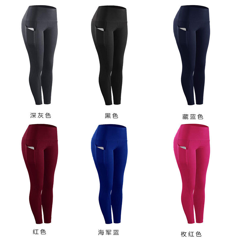 Factory Direct Sales Cross-Border Aliexpress Yoga Pants Hip Lifting High Waist Sports Pants Pocket Splicing Leggings Women's Pants