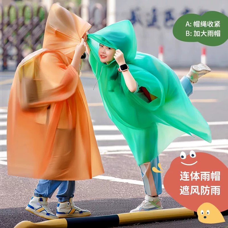 Children's Disposable Raincoat for Travel, Portable Full-Body Rainwear for Students, Girls, Boys, Elementary School Students, Thickened Rain Poncho That Can Be Worn over a Backpack