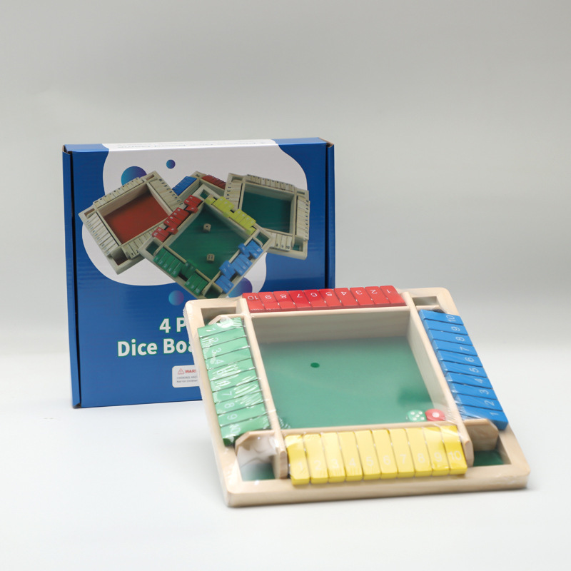 Ajedrez multifacético para niños Ajedrez de cuatro lados Barra de dados Juego de mesa de madera Juego de mesa interactivo entre padres e hijos