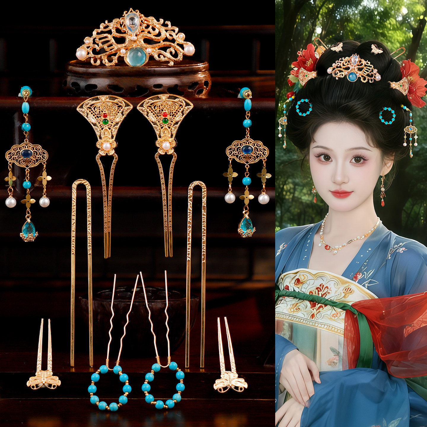 古风汉服简约复古宫廷风古装造型百搭发饰流苏步摇点缀发钗配饰女
