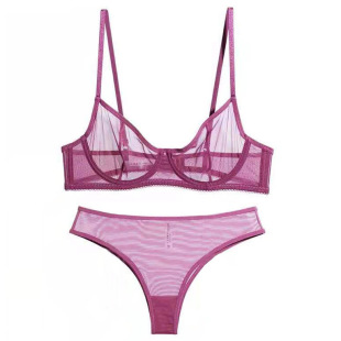 Meixiu European and American sexy thin perspective Seduction bra set sexy underwear Garter French bra bra bra
