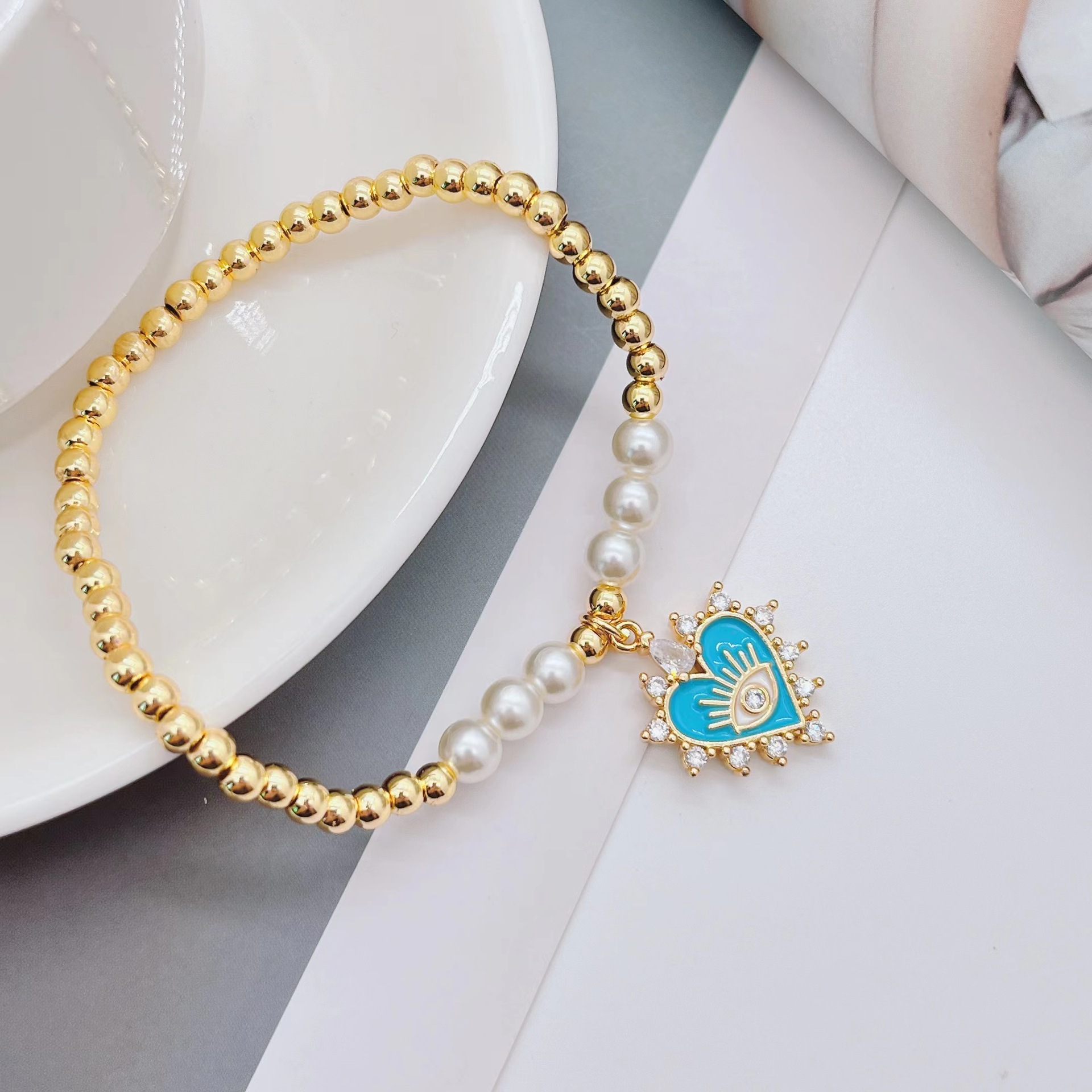 Fashion Eye Copper Beaded Bracelets 1 Piece