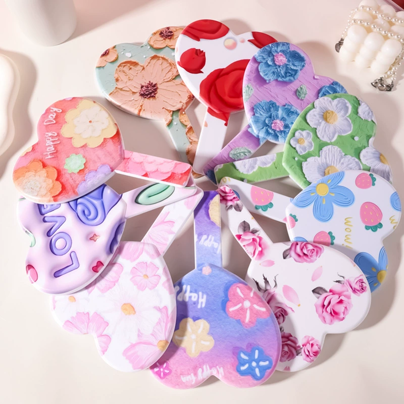 Трансграничные цветы любовь зеркало портативные ручные очки Женское общежитие зеркало пластиковый настольный стол маленькое зеркало