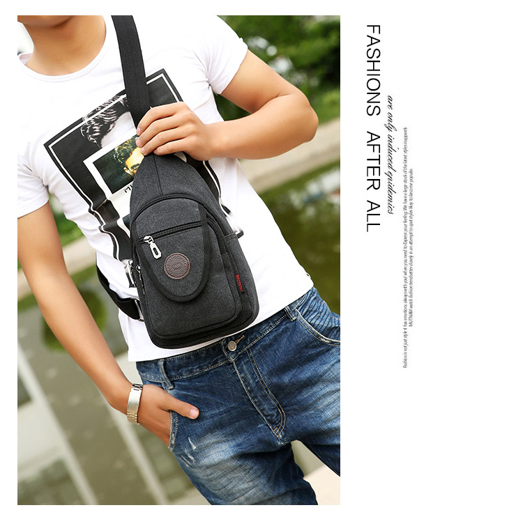 New men's chest bags, Korean-style single-shoulder bags, crossbody bags, men's and women's backpacks, Korean-style casual canvas bags, wholesale from manufacturers undefined