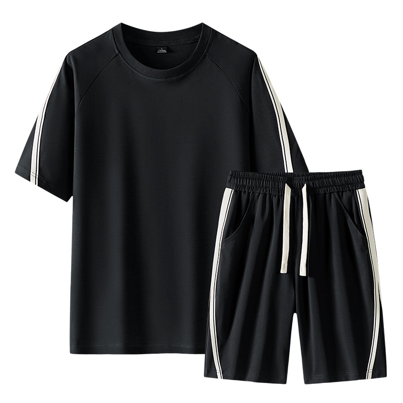 Vêtements pour hommes Combinaison de sport transfrontalière pour hommes cet été nouveau t-shirt décontracté à manches courtes short à séchage rapide ensemble de sport deux pièces_voghion.com
