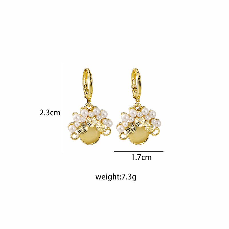 Fashion Pink Opal Inlaid Pearl Simple Sweet Alloy Earrings display picture 1