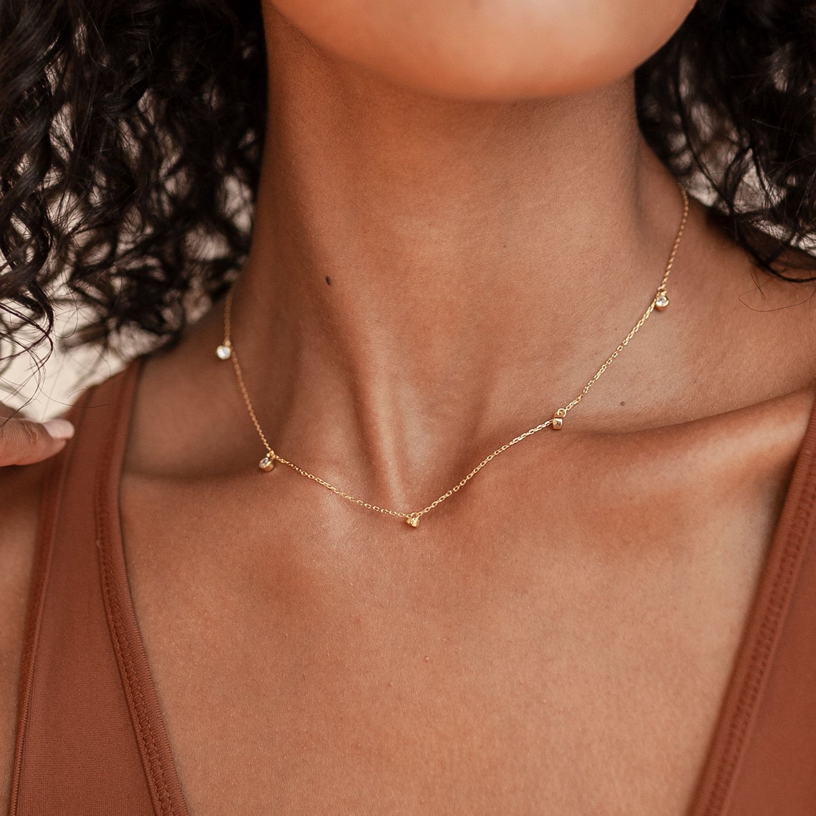 10g Weight 18K Gold Plated Plating Material Wholesale Simple Style Round 201 Stainless Steel Glass Copper Plating Inlay Zircon Necklace