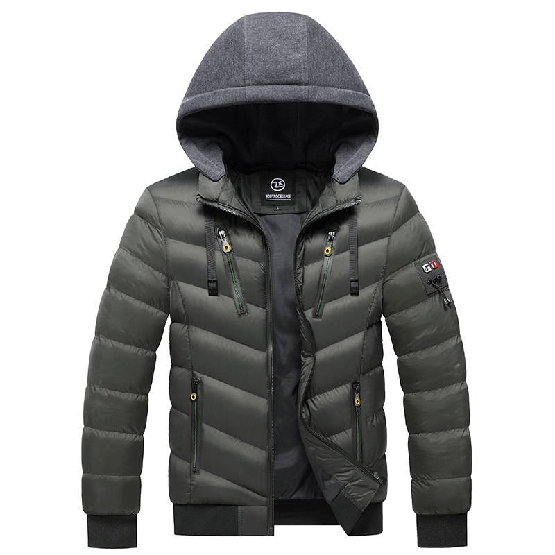Abbigliamento da uomo in cotone imbottito giacca con cappuccio per ragazzi, spesso caldo cotone imbottito abbigliamento antivento colore abbinato giacca imbottita in cotone tempo libero marea_voghion.com