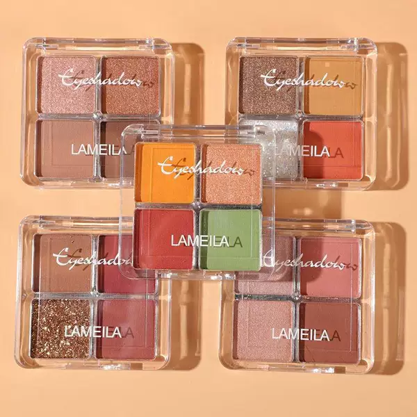 Lamela Super Popular Four-Color Eye Shadow Palette Glitter Pearlescent Waterproof Glitter Beads Student Affordable Small Portable 3049