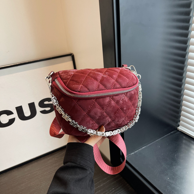Hih quality diamond rid for women's Instaram niche desin, fashionable and versatile, one shoulder crossbody chain_voghion.com