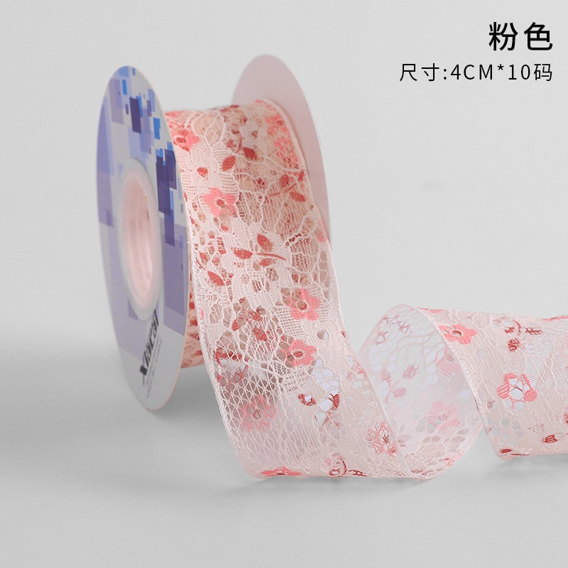 Cinta floral al por mayor 4cm borde dorado colorido ramo arco onda hilo llano cinta flor material de embalaje