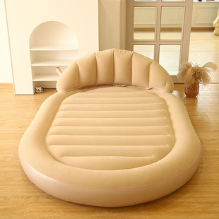 Inflatable Bed Oval Mat Outdoor Portable Camping Air Cushion Bed Sheet Double Thickened Flocking Bed Home Camping