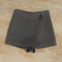深灰色2025新款秋冬毛呢短裤女高腰显瘦显腿长外穿小个子半身裙裤