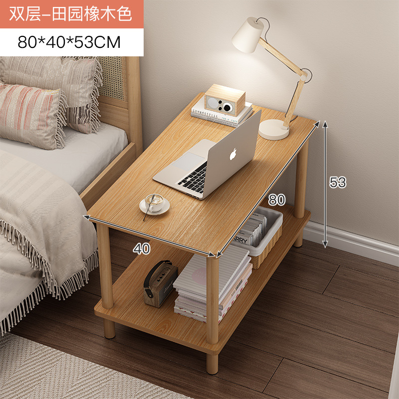 Mesita de noche simple mesita de noche moderna estante de almacenamiento de doble capa sala de estar sofá pequeña mesa de café dormitorio mesa pequeña