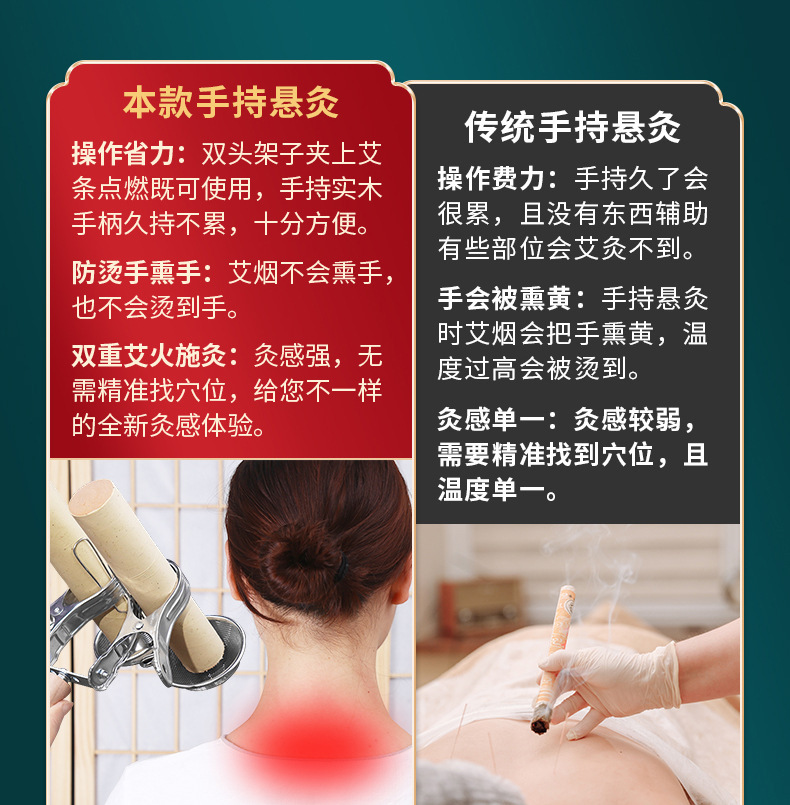 Handheld Moxa Suspension Holder with Anti-Scald Mesh Stainless Steel Single Hole Moxibustion Tool for 1.5-3.5 cm Moxa Rolls quality and texture