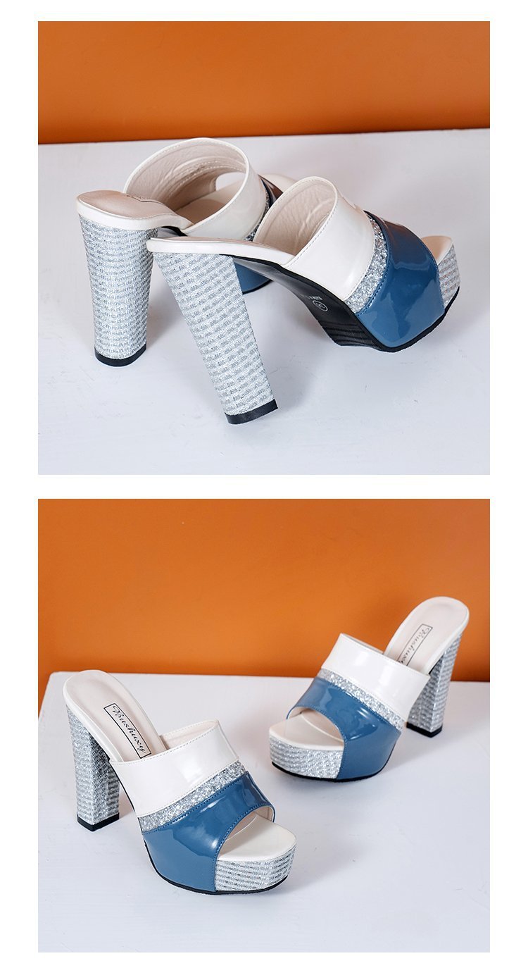 발편한여성샌들 가보시힐 규빅비즈샌들 여성뮬슬리퍼형샌들