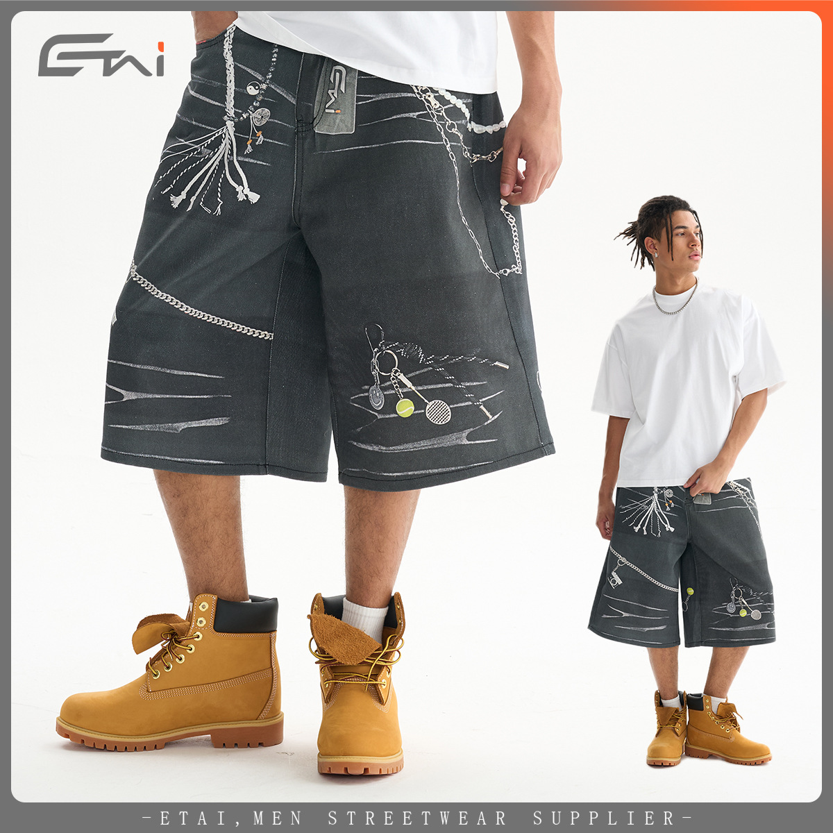ETAI Hombre| 2025 moda nueva moda 3D impresión casual pantalon 320g pesado algodón hombre pantalon