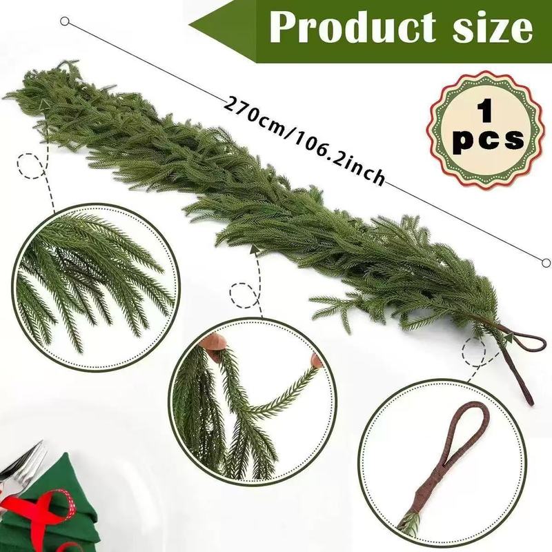 クリスマスシミュレーションノーフォークソフトプラスチック松葉ホームドア吊り装飾グリーン植物籐サークルクリスマスガーランド壁掛け|undefined