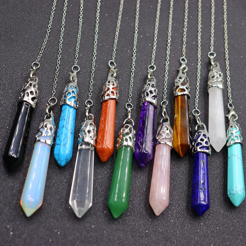 Alloy, natural stone Material Hexagon prism Pattern 1 Piece Alloy Natural Stone Hexagon Prism Ethnic Style