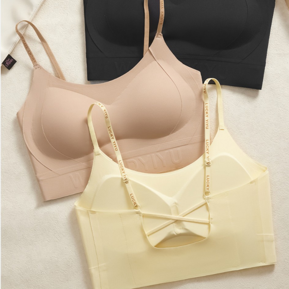 New Summer Style Invisible Bra with Soft Support, Thickened Fixed Cups, Cross-Back Design, and Bra Hanger Set