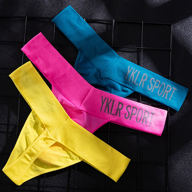 European and American women's underwear sexy seamless sports fitness letter wide waist waist briefs AliExpress thong