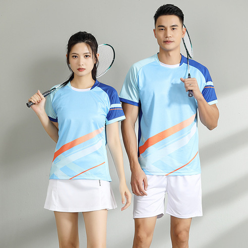  Badminton Clothes for Men and Women Couple Short Sleeve Set Volleyball Training Uniform Breathable Competition Printed Group Purchase Children