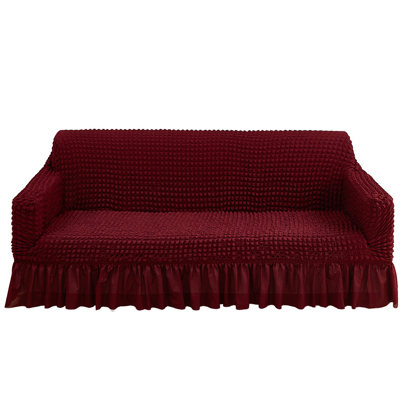 Color sólido doble espuma espuma hilo elástico sofá cubierta falda pendulante espuma sofá cubierta sala de estar dormitorio sofá cubierta transfronteriza