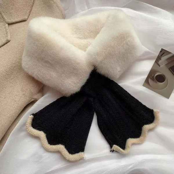 2025 Furry Scarf for Women, Autumn and Winter Korean Style, Thickened Warm Knitted Plush Neck Warmer Wholesale