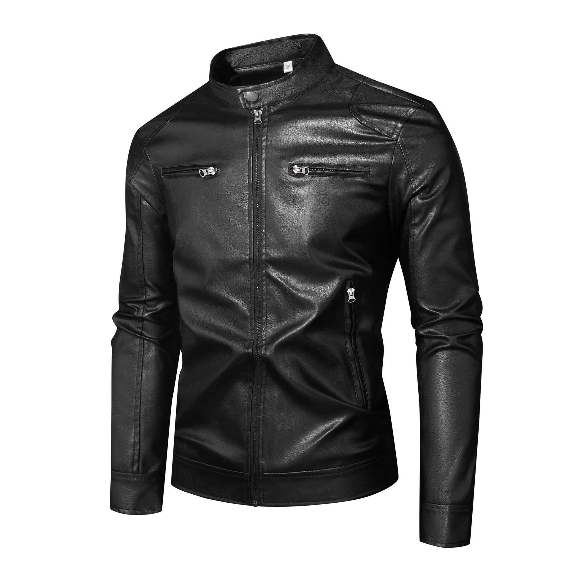 Cross-border hot-selling new European size casual leather jacket, fashionable motorcycle plus size men's leather jacket, simple style top