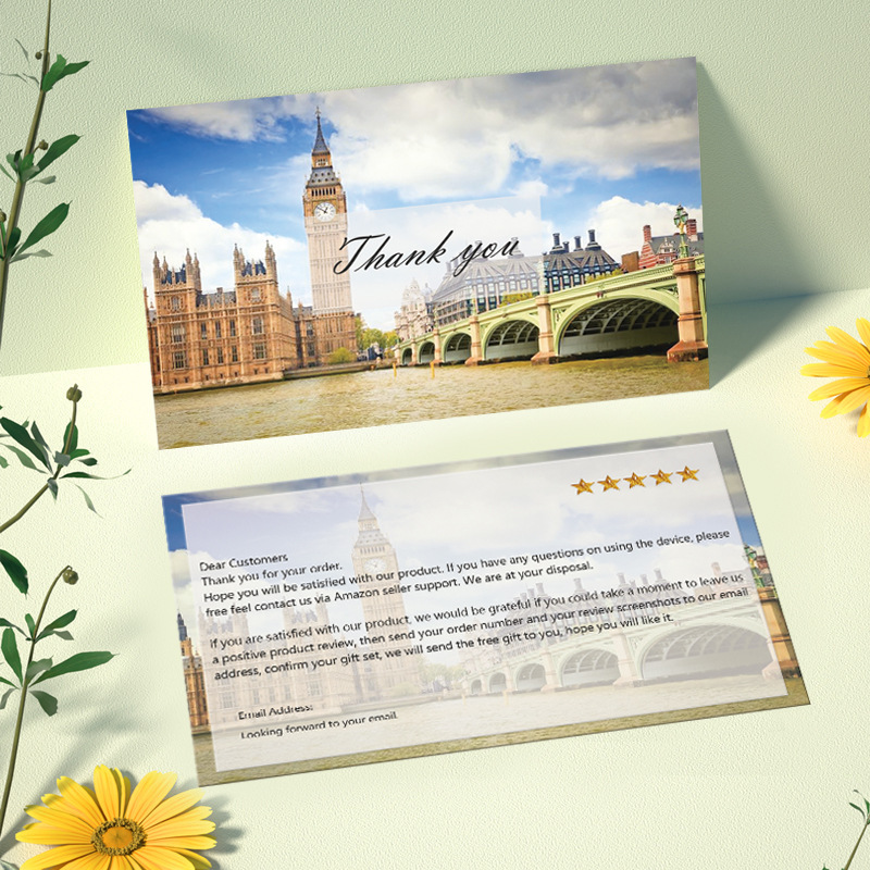 卡纸穿戴甲好评卡批发亚马逊售后卡好评卡感谢信背卡卡片印刷