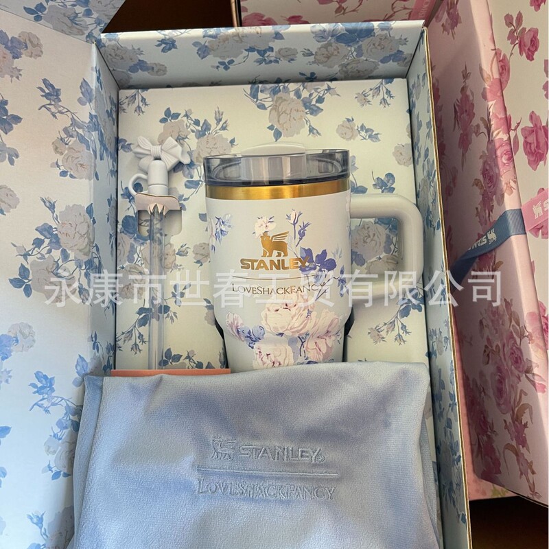 Stanley20oz保温杯繁花联名款小号斯坦利冰霸杯儿童吸管杯带手柄.|undefined