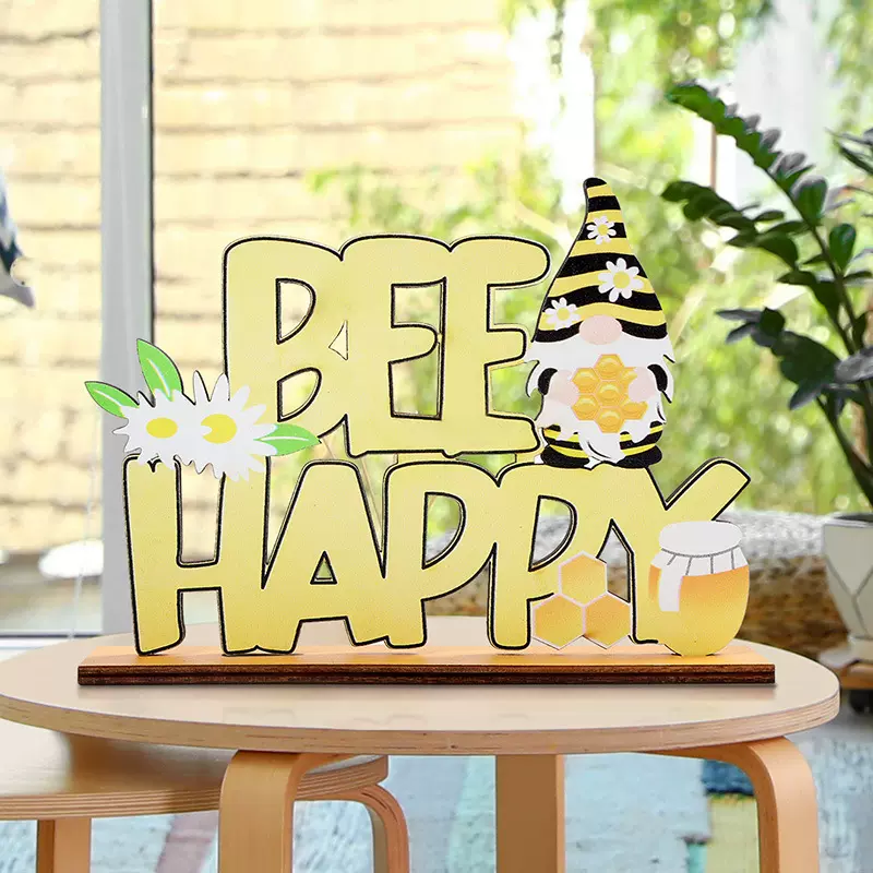 新款蜜蜂日桌面木质田园工艺地精风格蜂巢蜂蜜春夏装饰品