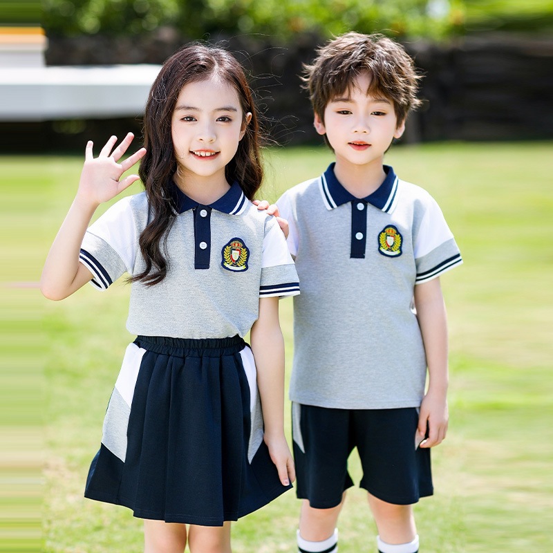 夏季小学生校服夏季纯棉短袖学院风班服幼儿园园服毕业套装表演服