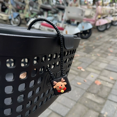 battery car basket lock aluminum Helmet lock - 28cm-thick-steel-cable-rope-key-style-black-a-deer-safe