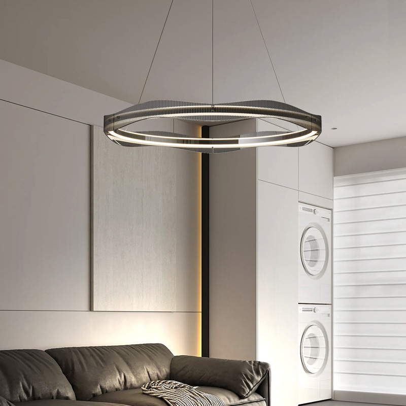 Araña de sala de estar de lujo ligero de estilo italiano, lámpara de anillo redondo creativa de alta gama, lámpara principal de comedor de dormitorio de diseñador minimalista moderno