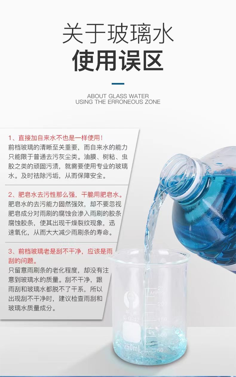 2-Liter Glass Water Car Windshield Wiper Fluid, Decontamination Coating, Winter Frost Protection from -15 to -40 Degrees, Factory Direct Sales