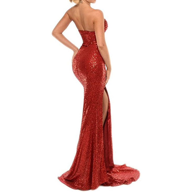 Damenbekleidung Abendkleid sexy hochgeschlitztes Temperament kleiner Schwanz lange Host-Performance-Kleidung_voghion.com