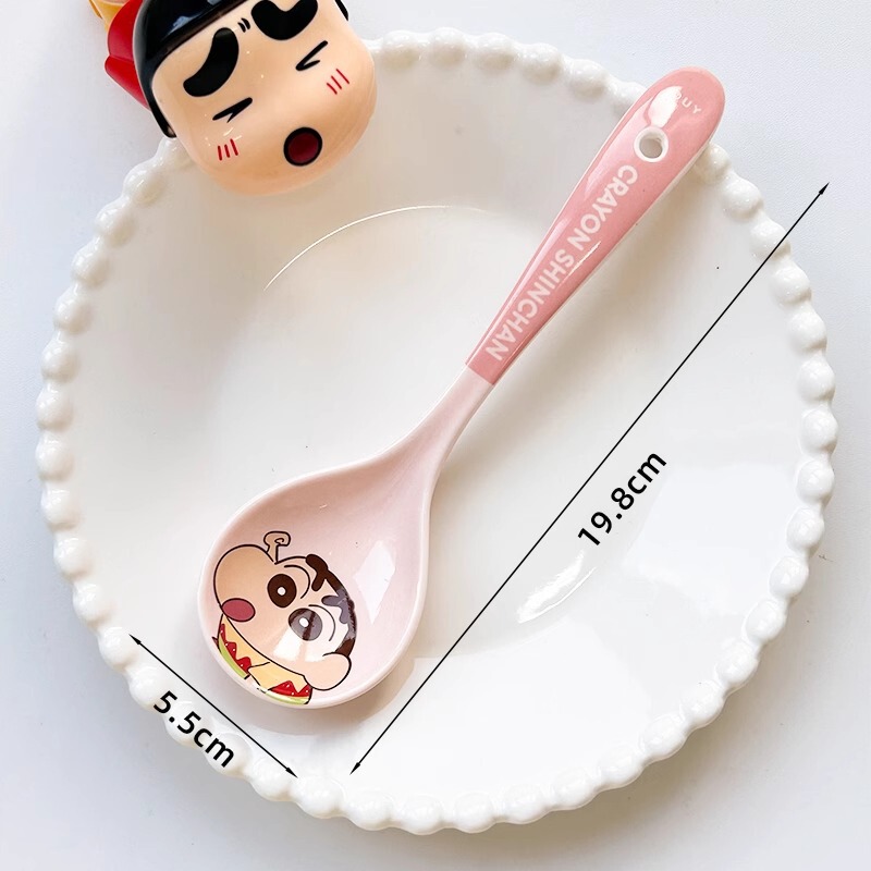 クレヨンしんちゃんセラミック長柄スープスプーン大型スープスプーンお粥スプーン家庭用長柄スープスプーン漫画スプーン|undefined