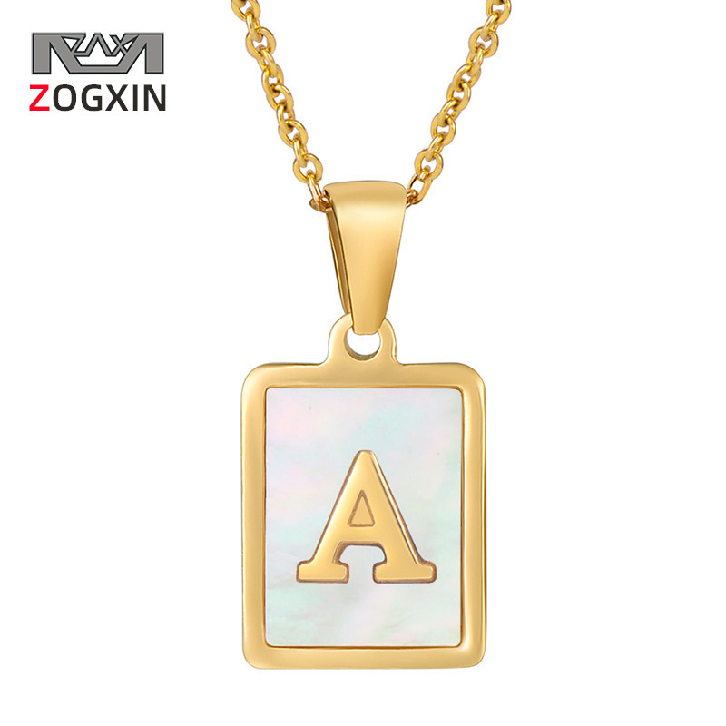 Cross-Border European and American Stainless Steel Shell Letter Necklace Women's Fashion Niche Titanium Steel English Letter Pendant Jewelry Wholesale